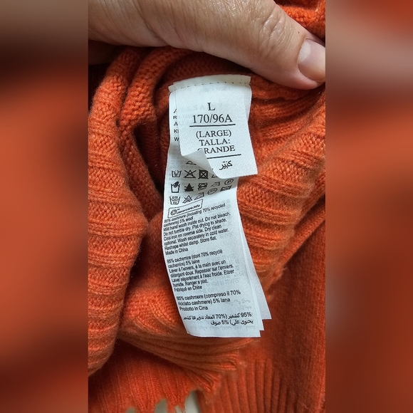 🥝HOST PICK🥝All Saints Kiera Cashmere Sweater Crew pullover burnt orange size L - Picture 8 of 10